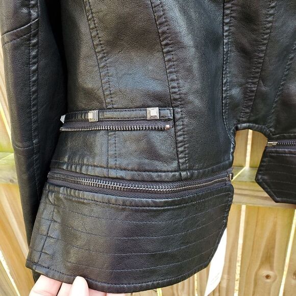 Black Faux Leather Moto Jacket - Picture 12 of 16